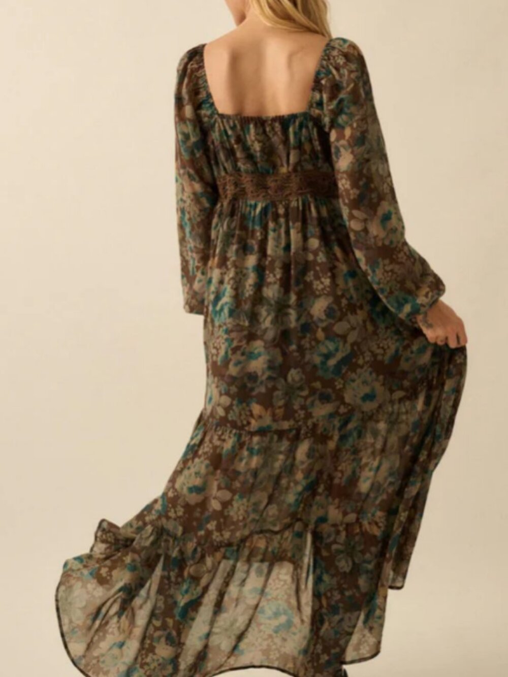 NWT Promesa Misty Meadow Floral Maxi Prairie Dress Sz M - Picture 2 of 10